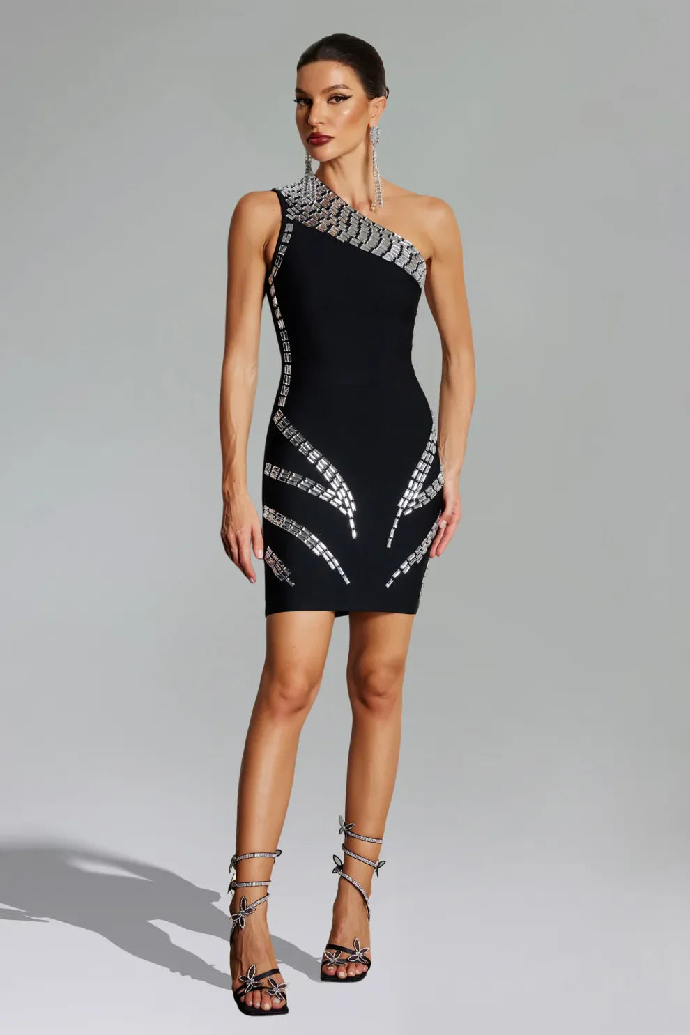 Sagona Diamante One Shoulder Mini Dress