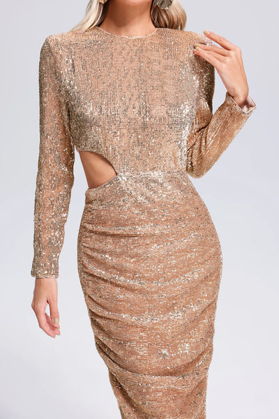 Oberta Cutout Sequin Maxi Dress