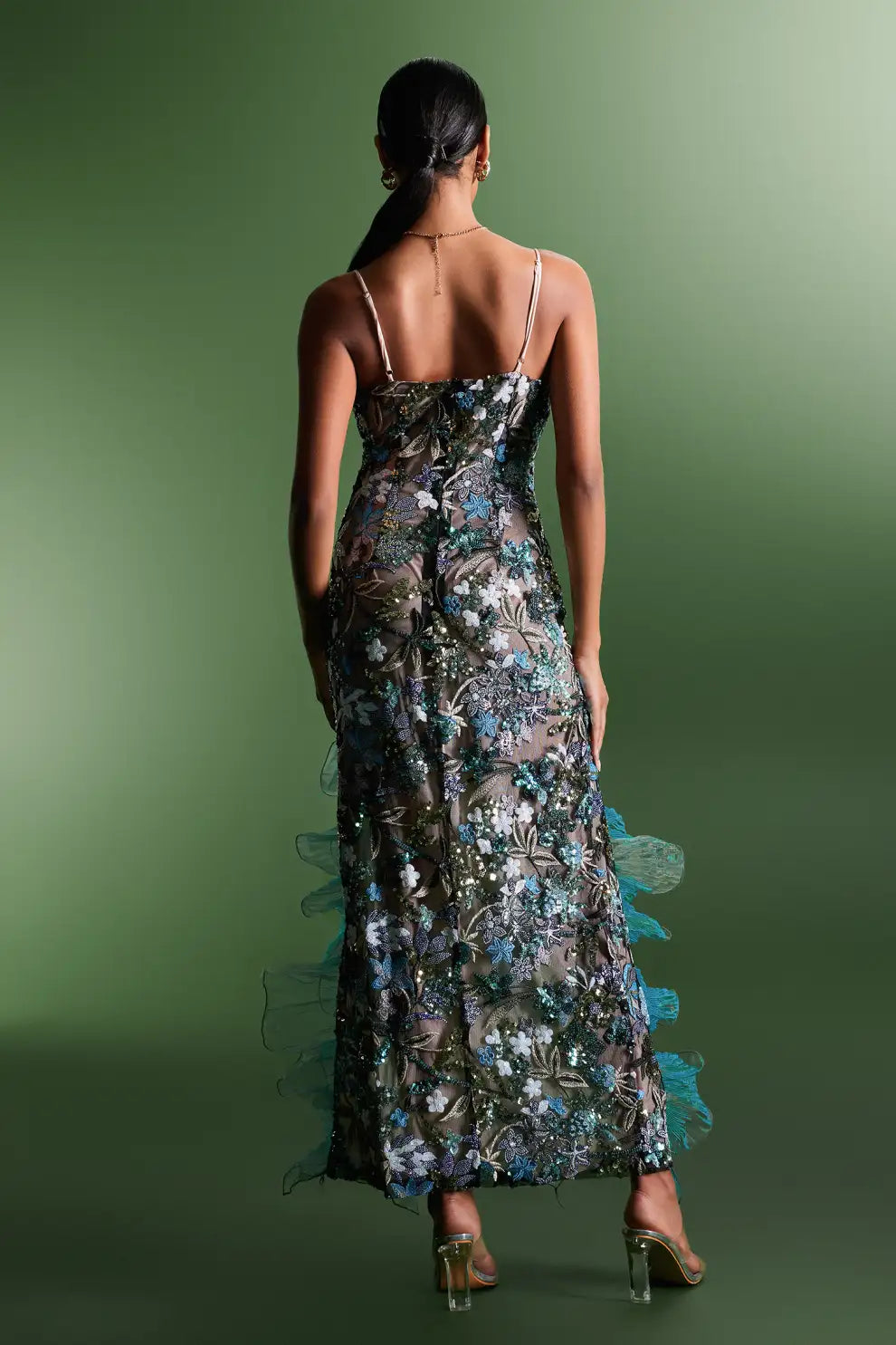 Kaxani Floral Organza Maxi Dress