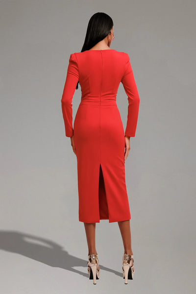 Dlasa Long Sleeves Bandage Midi Dress