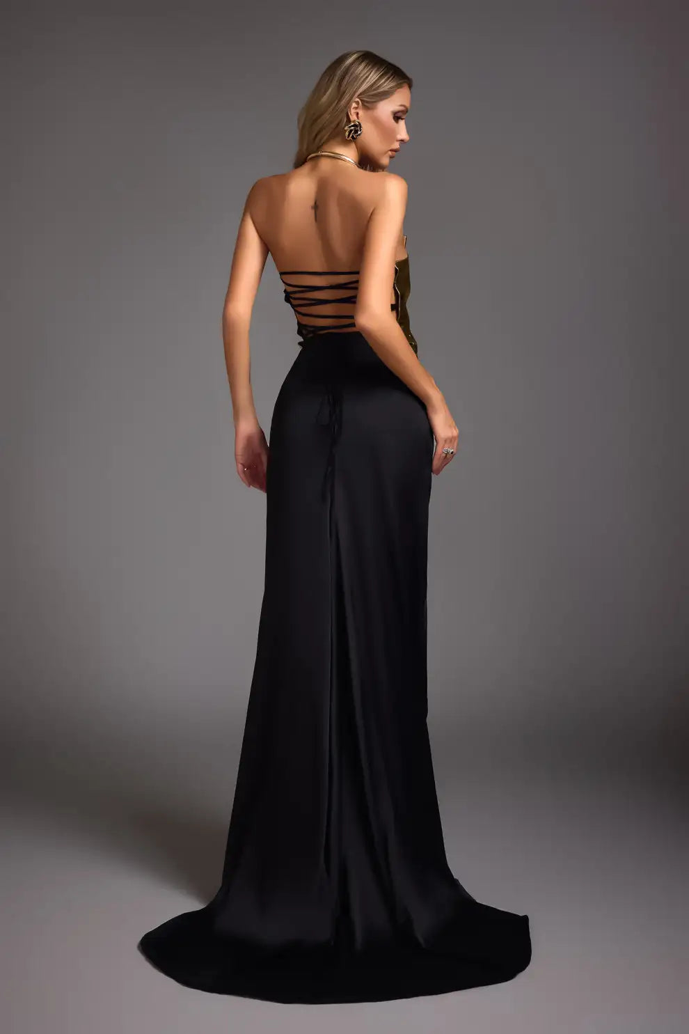 Habiba Strapless Hight Slit Two-Piece Set