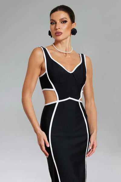 Maggie Cut Out Bandage Midi Dress - Black