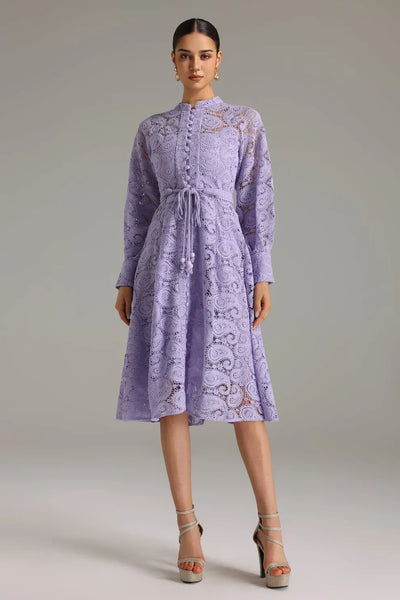 Eliana Long Sleeves Lace Midi Dress