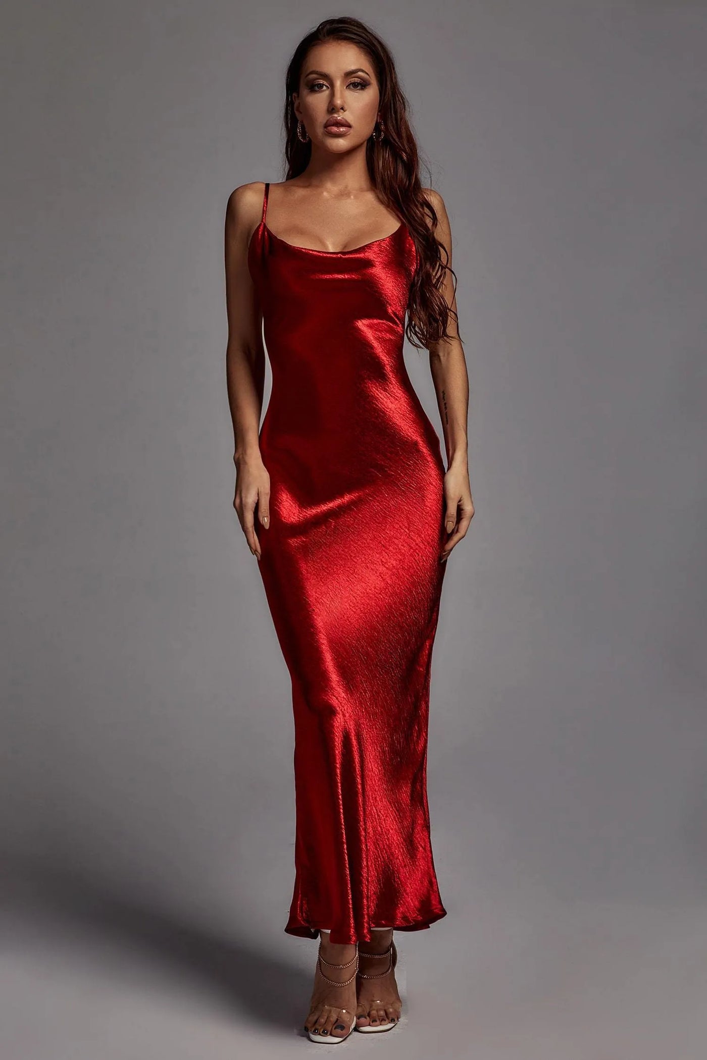 Gemily Metallic Wine Maxi Dress