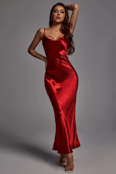 Gemily Metallic Wine Maxi Dress