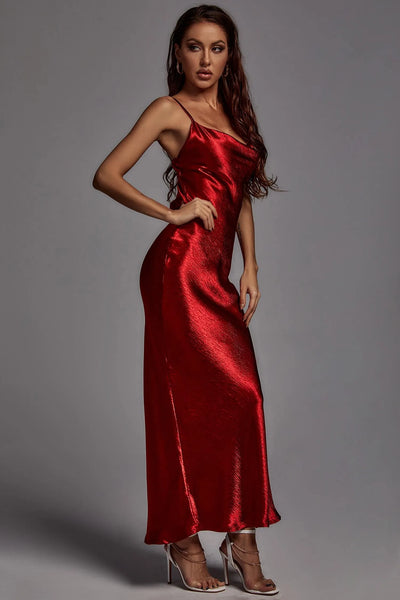 Gemily Metallic Wine Maxi Dress