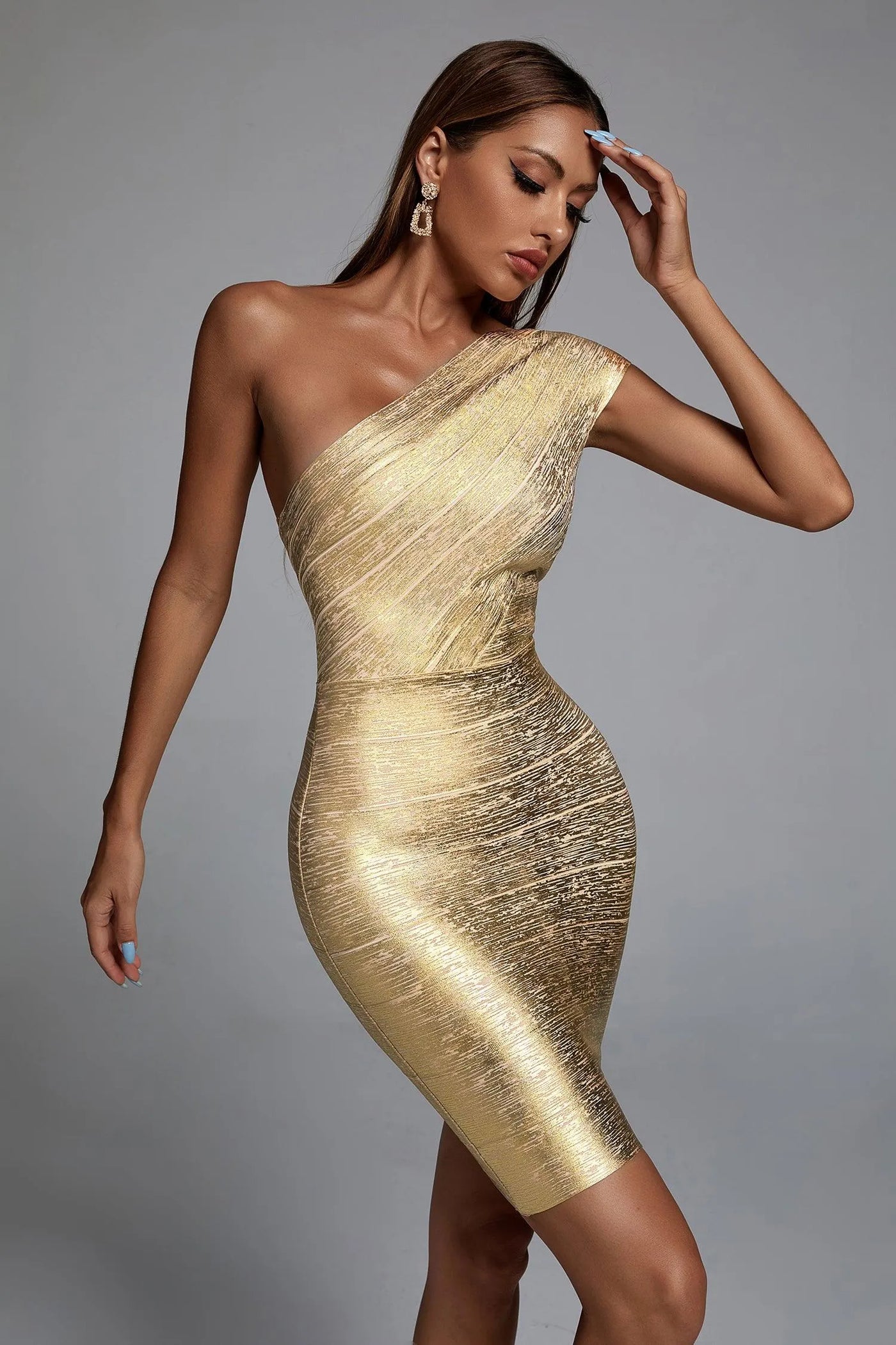 Lika Metallic Mini Cocktail Dress