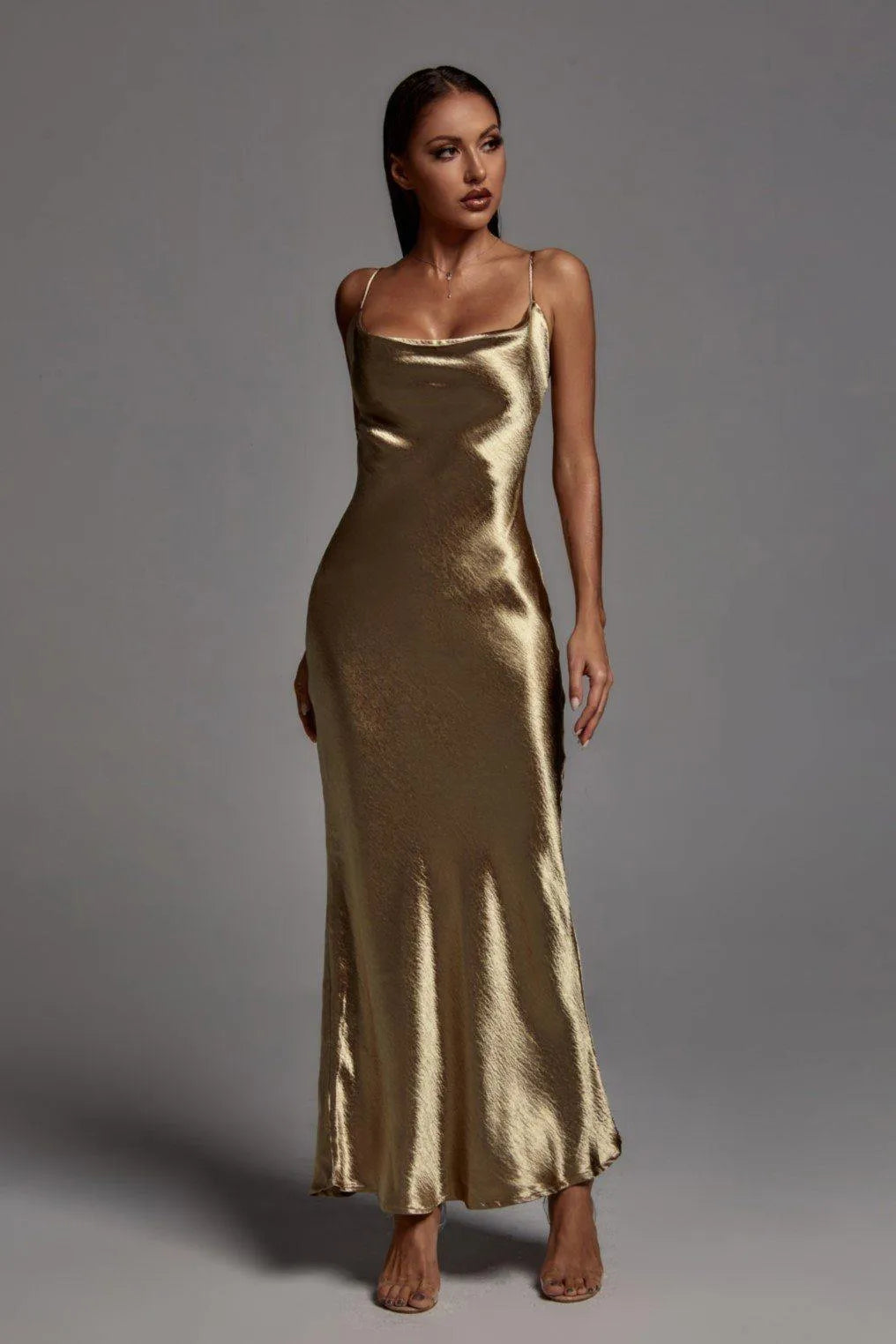 Emily Metallic Gold Maxi Dress