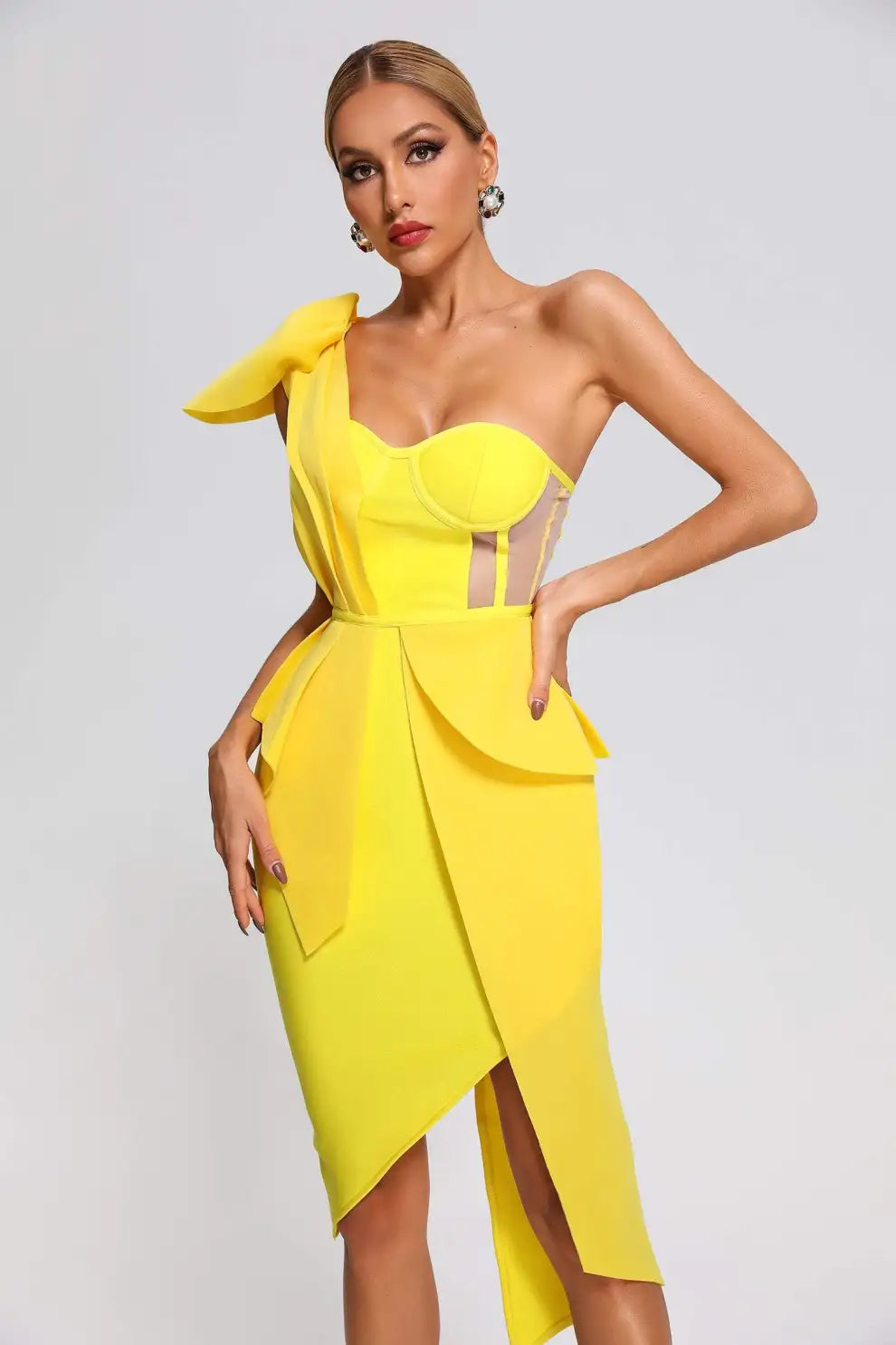 Spak One Shoulder Midi Dress