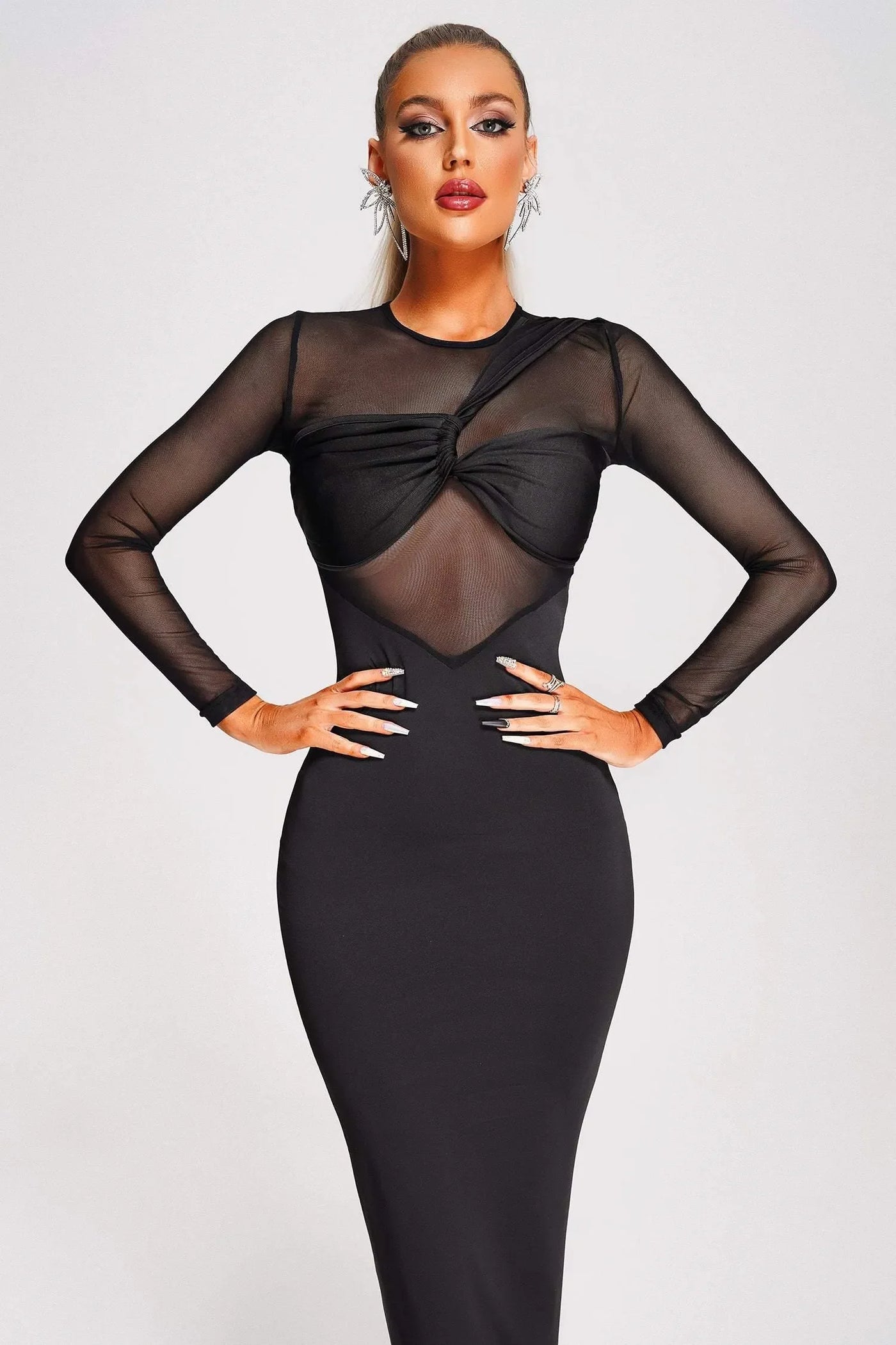 Yeney Mesh Midi Dress