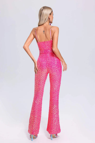 Natalie Sequin Jumpsuit - Pink